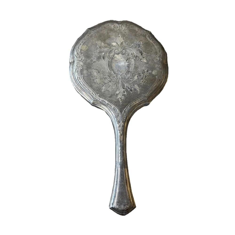 Antique Homan Silver Quadruple Hand Held Mirror - Victorian Nouveau Vintage